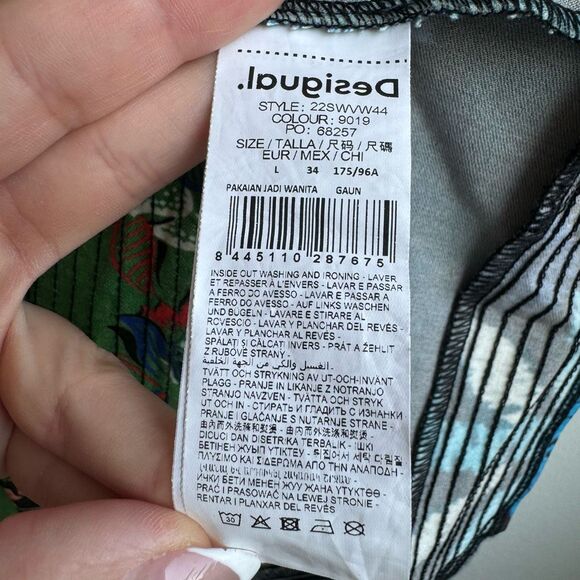 Desigual Maximalist Botanical Floral Bloom Mini Dress Short Sleeve Size Large - Picture 8 of 10